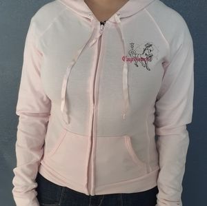 Capricorn Hoodie sz L slim Horoscope SEAGOAT Pink December January Astrology